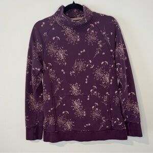 Lands’ End Floral Cowl Neck Sweatshirt Purple Size XS (2–4)